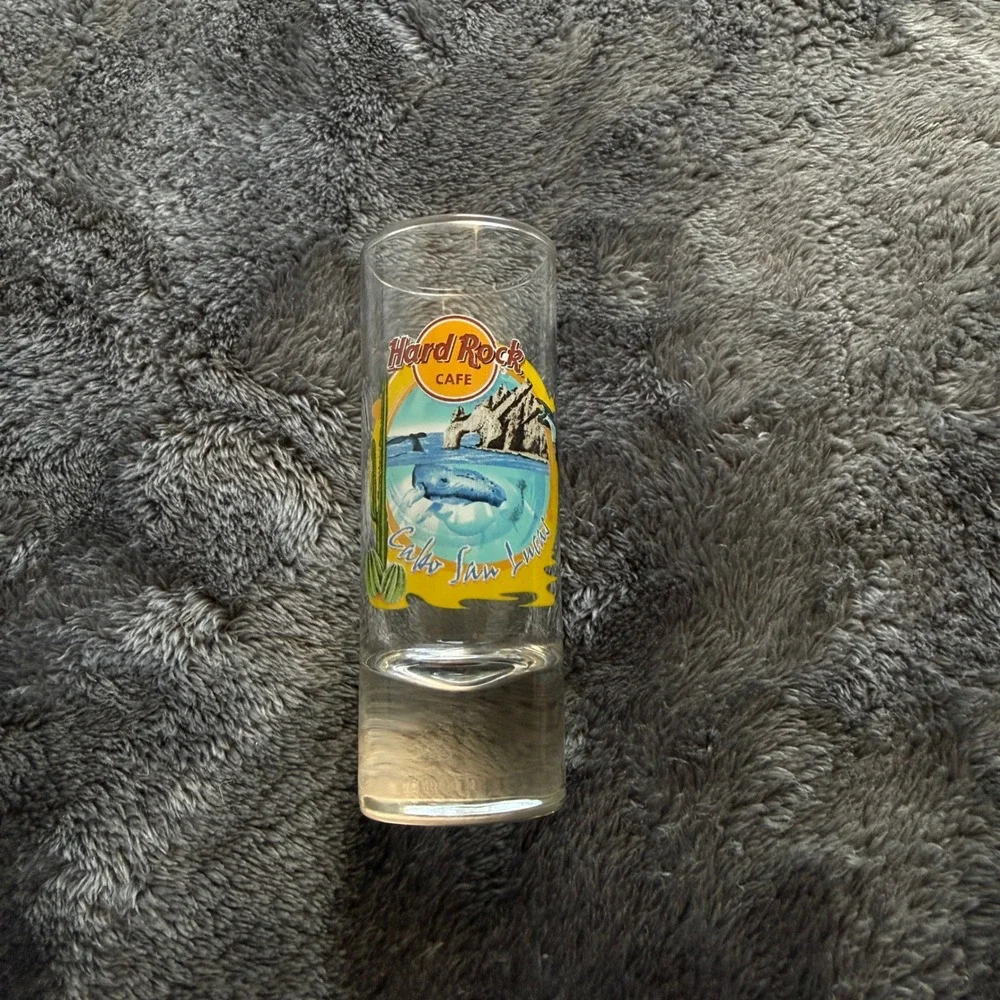Hard Rock Cafe Cabo San Lucas Shot Glass Shooter El Arco Whale Graphic Clear